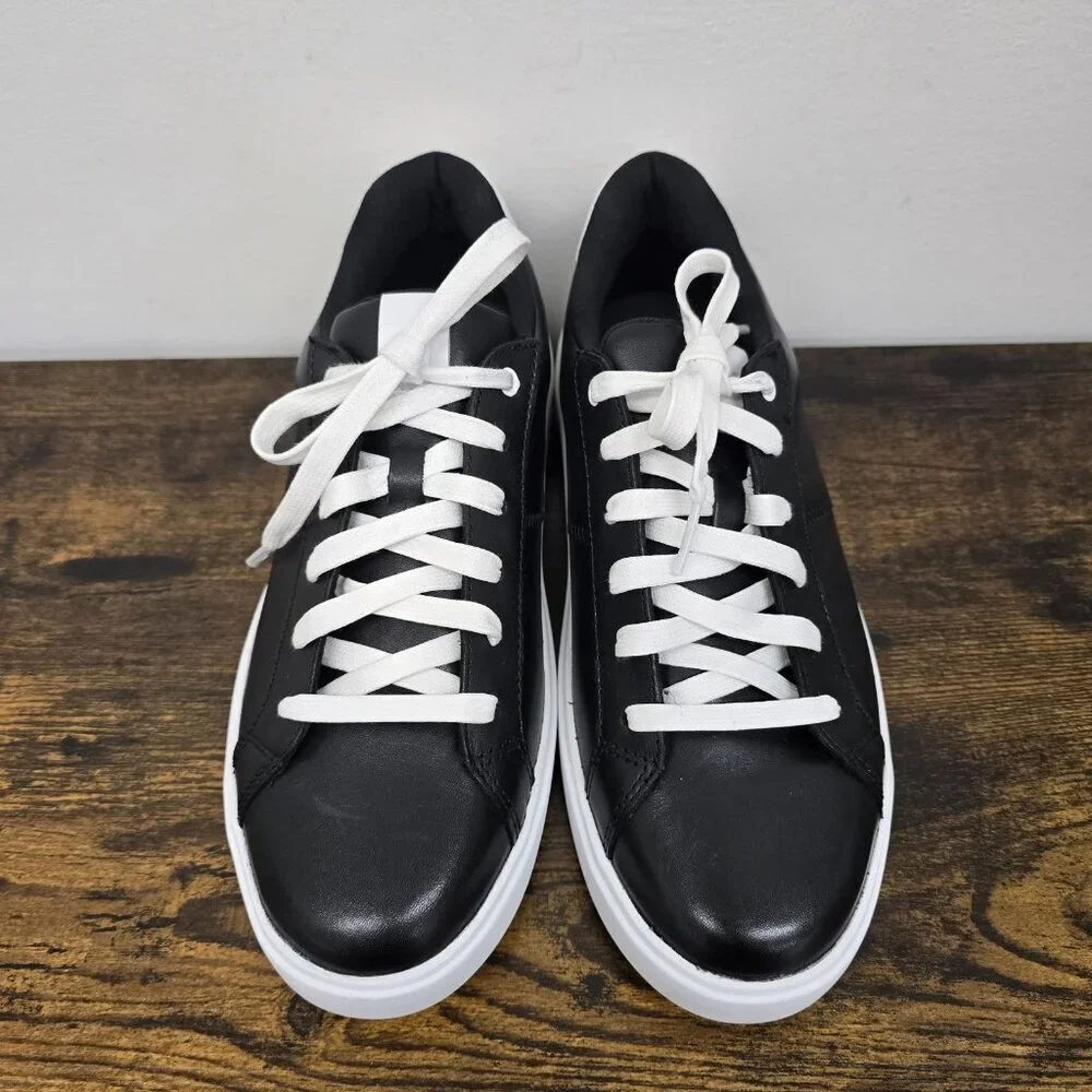 NEW Cole Haan Sz 8B Grand Crosscourt Coaster Leather Sneakers Black White W32150